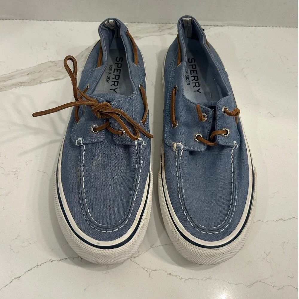 Sperry Top-Sider Bahama II Boat Shoes Sneakers Mens 9 Chambray Blue Canvas